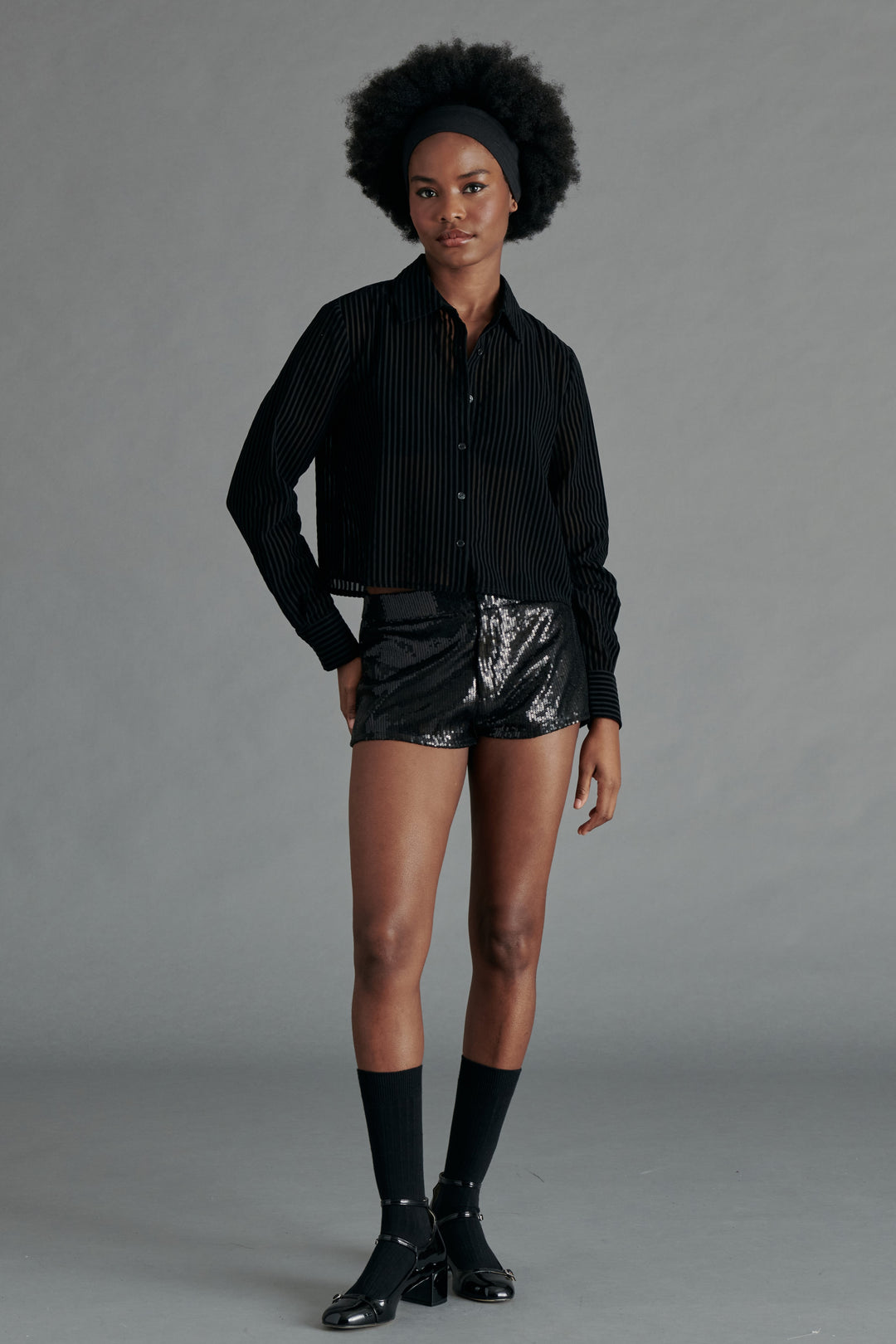 Black Cropped Noelle Top