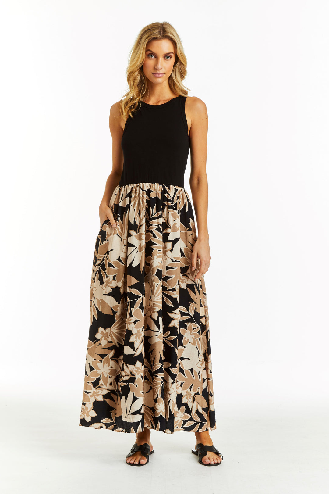 Black Multi Sleeveless Cody Maxi Dress