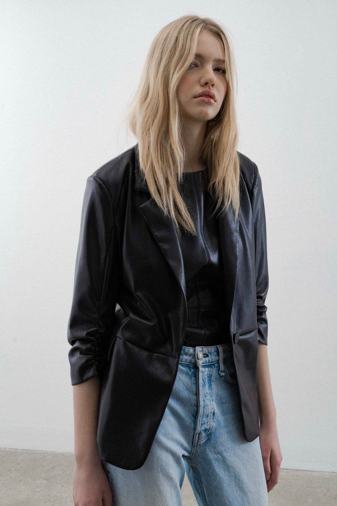 Black Vegan Leather Nadia Blazer