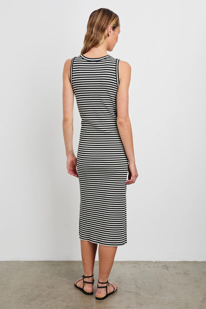 Black Birch Stripe Crew Neck Tank Midi Dress