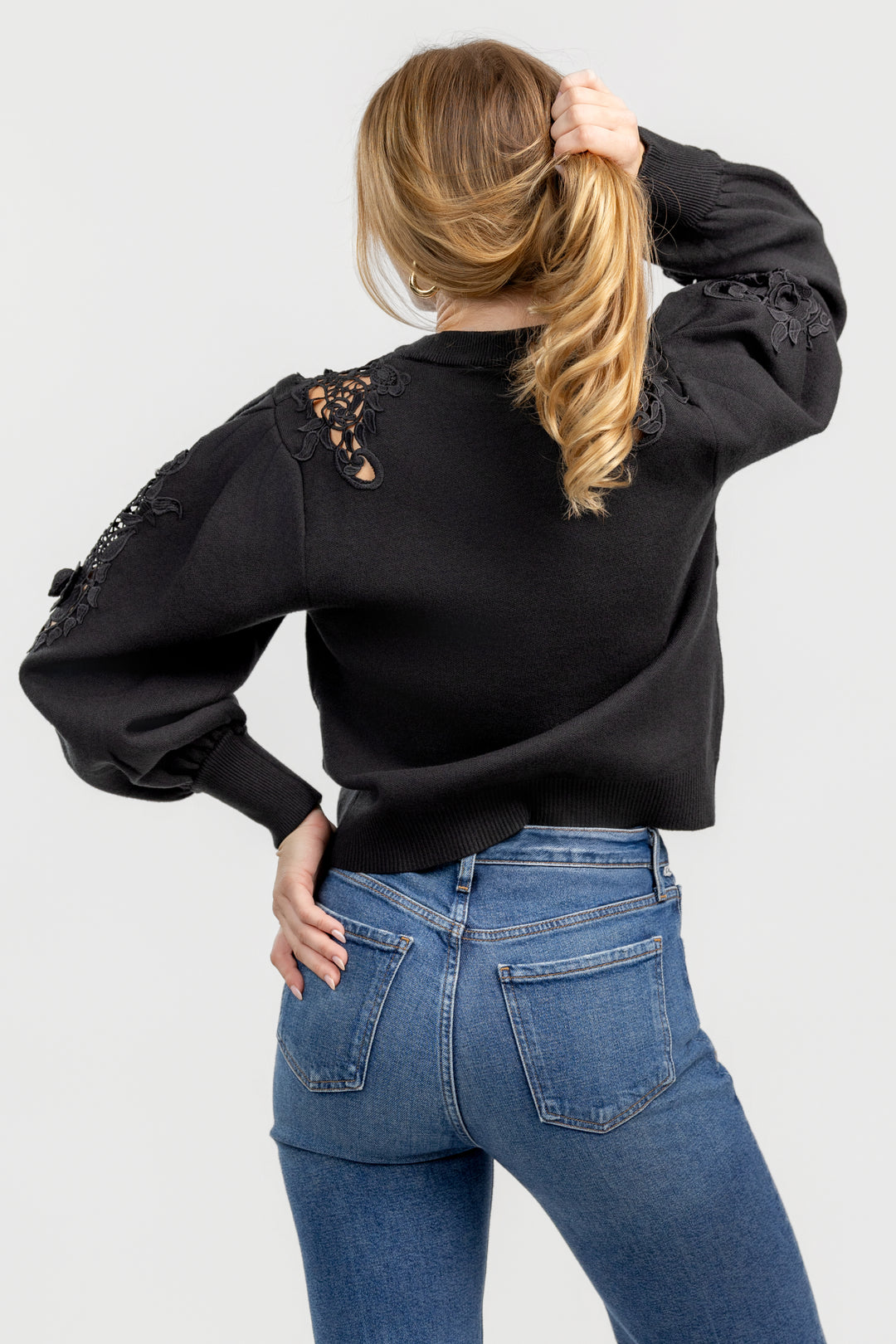 Black Lace Knit Sweater