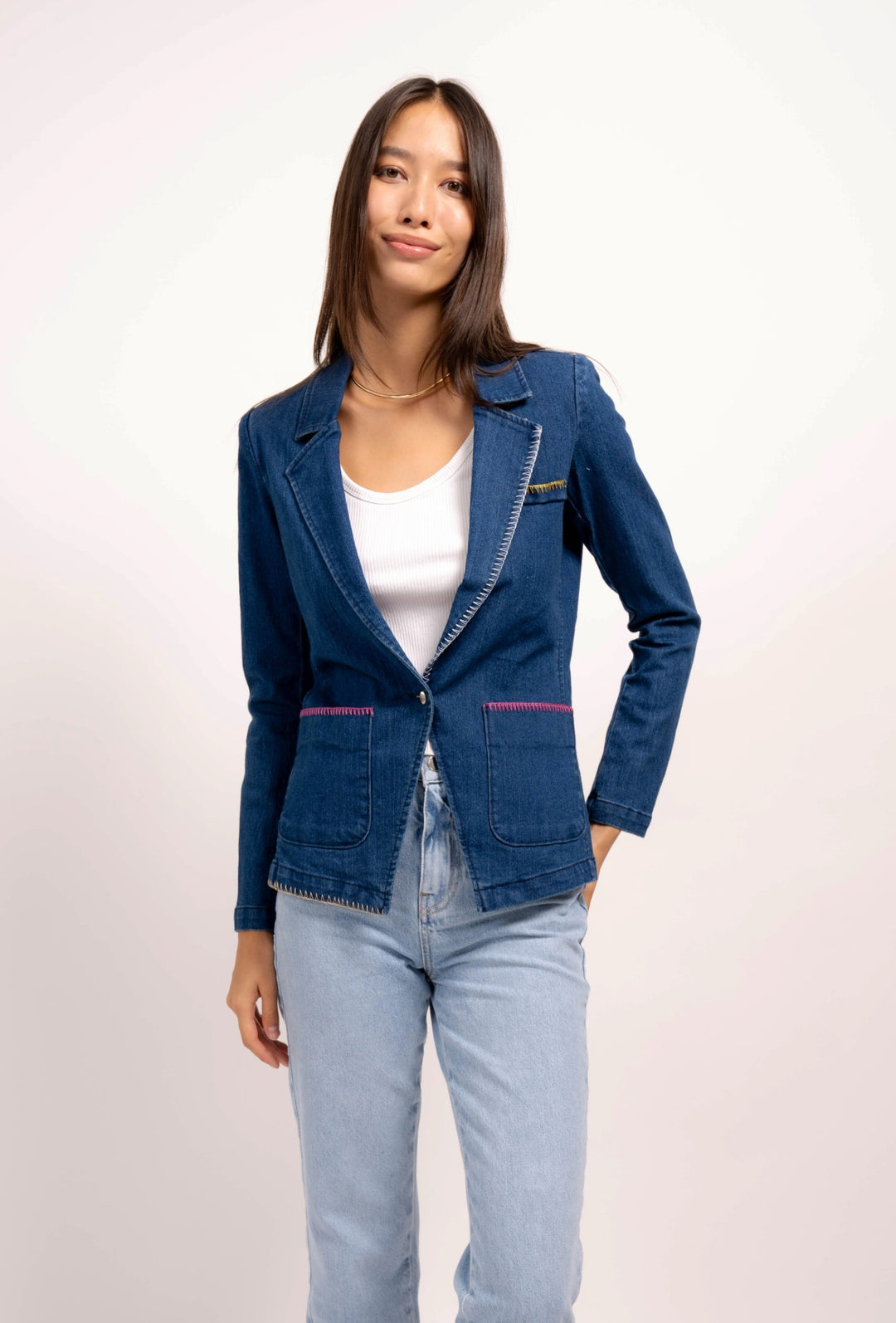 Blue Whipstitch Mallory Denim Jacket