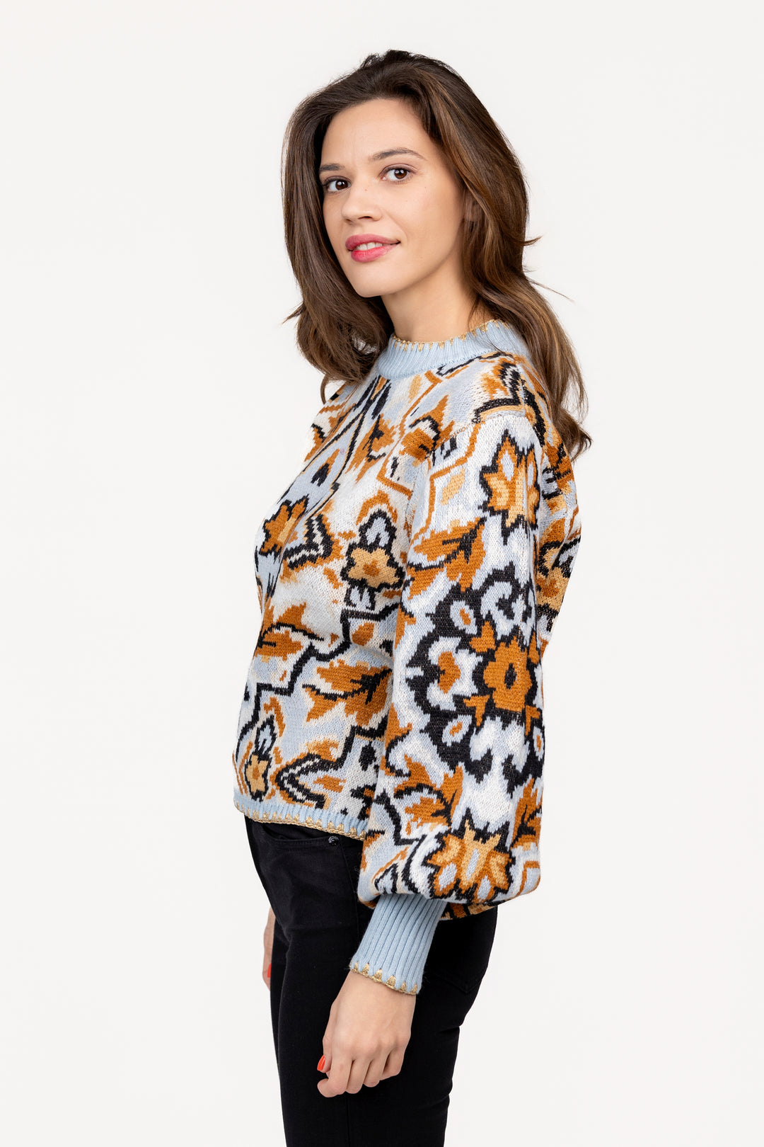 Blue Winter Tapestry Sweater