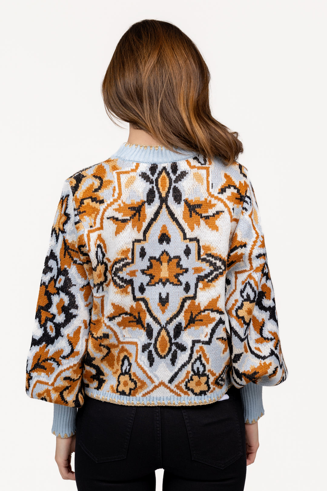 Blue Winter Tapestry Sweater