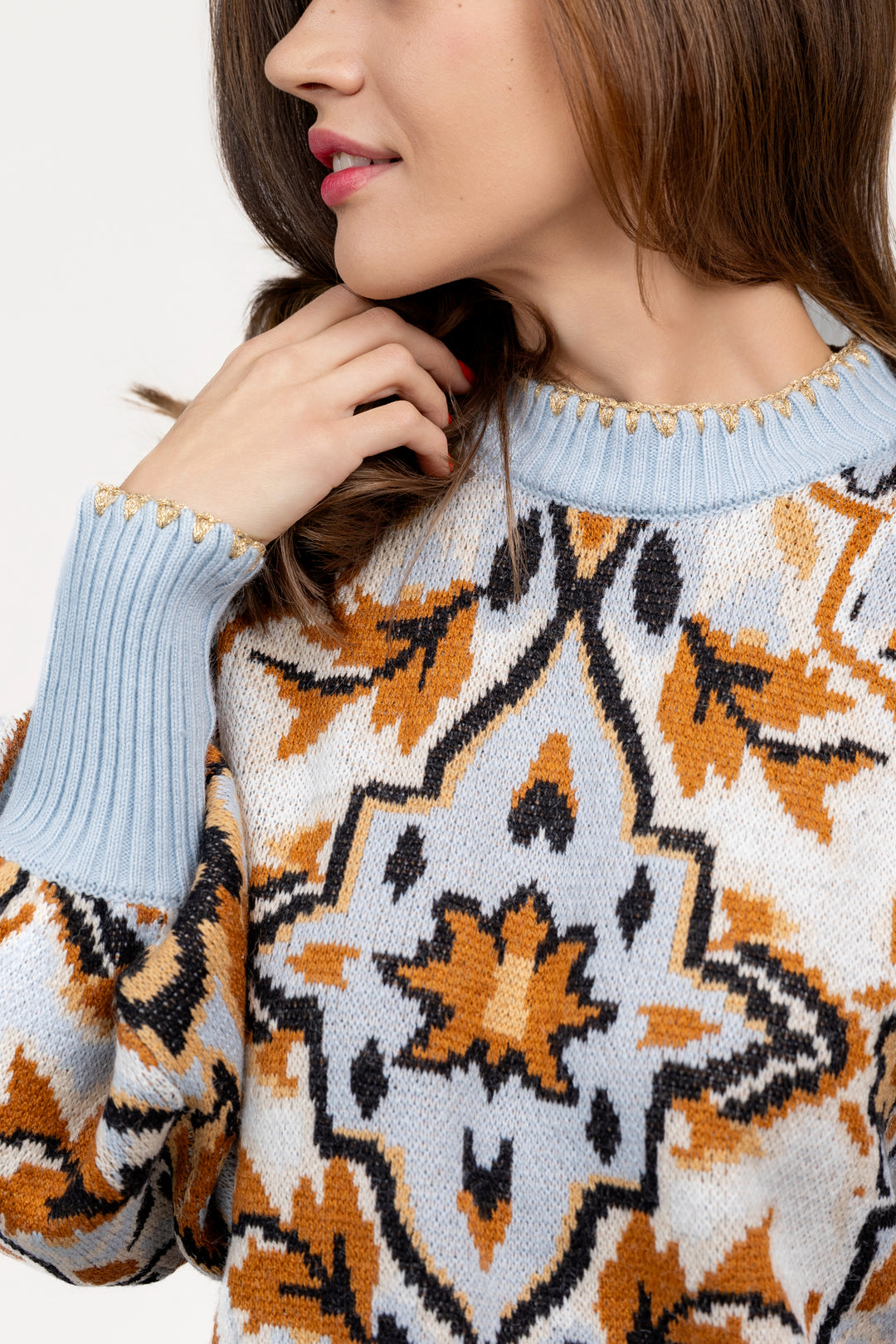 Blue Winter Tapestry Sweater