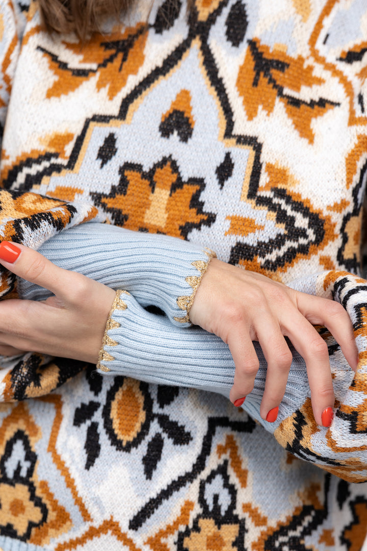 Blue Winter Tapestry Sweater
