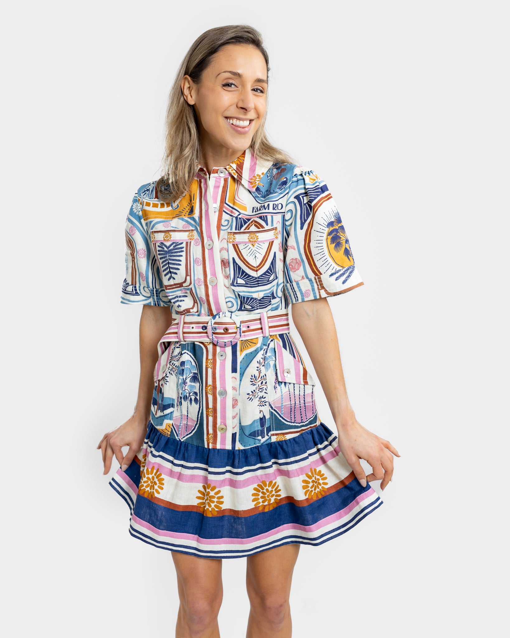 Cerrado Stamp Cream Mini Dress – Fourteenth Boutique