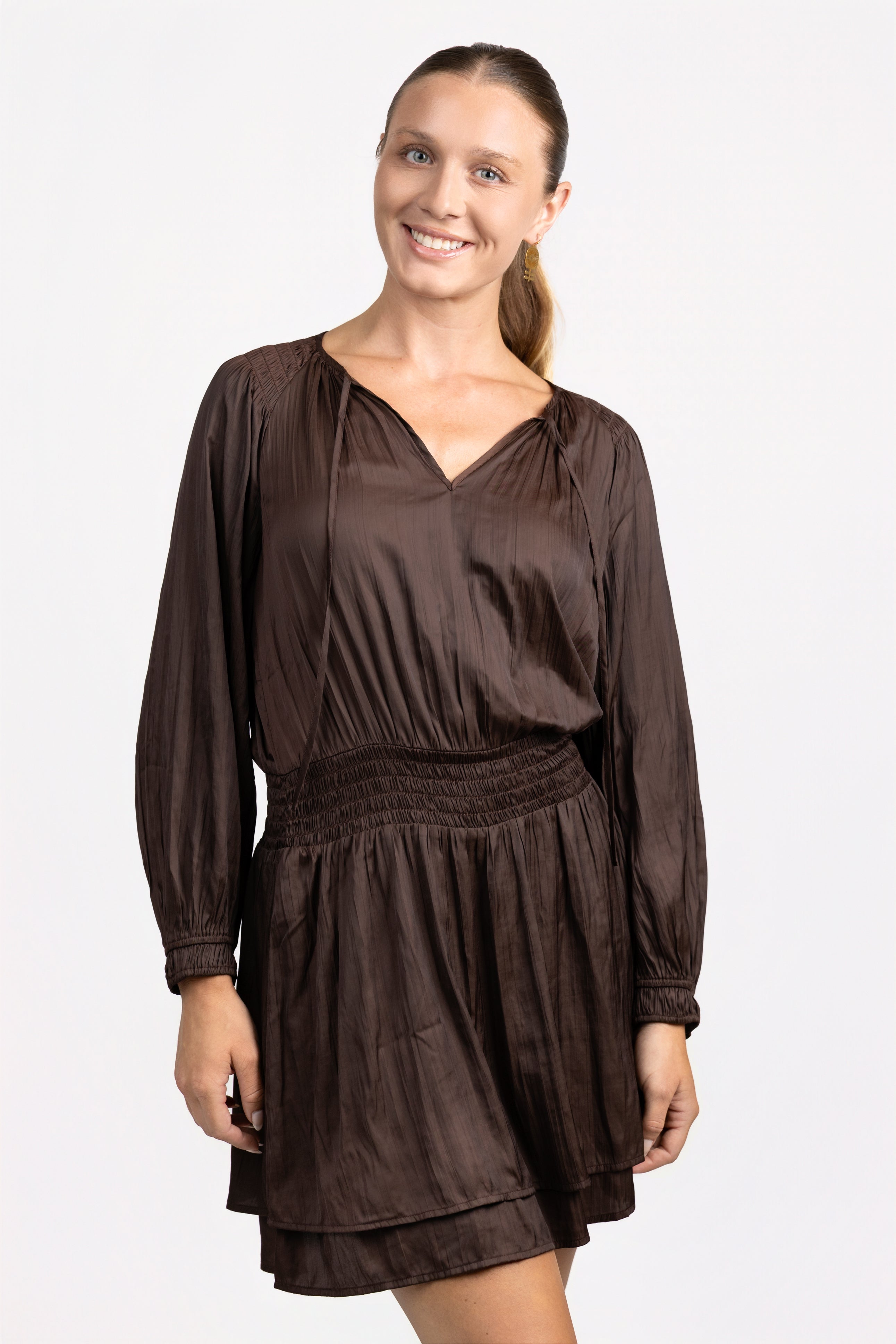 knee length dresses for ladies Women's Honest Energy Sleeveless Mini Dress in Espresso main image 1