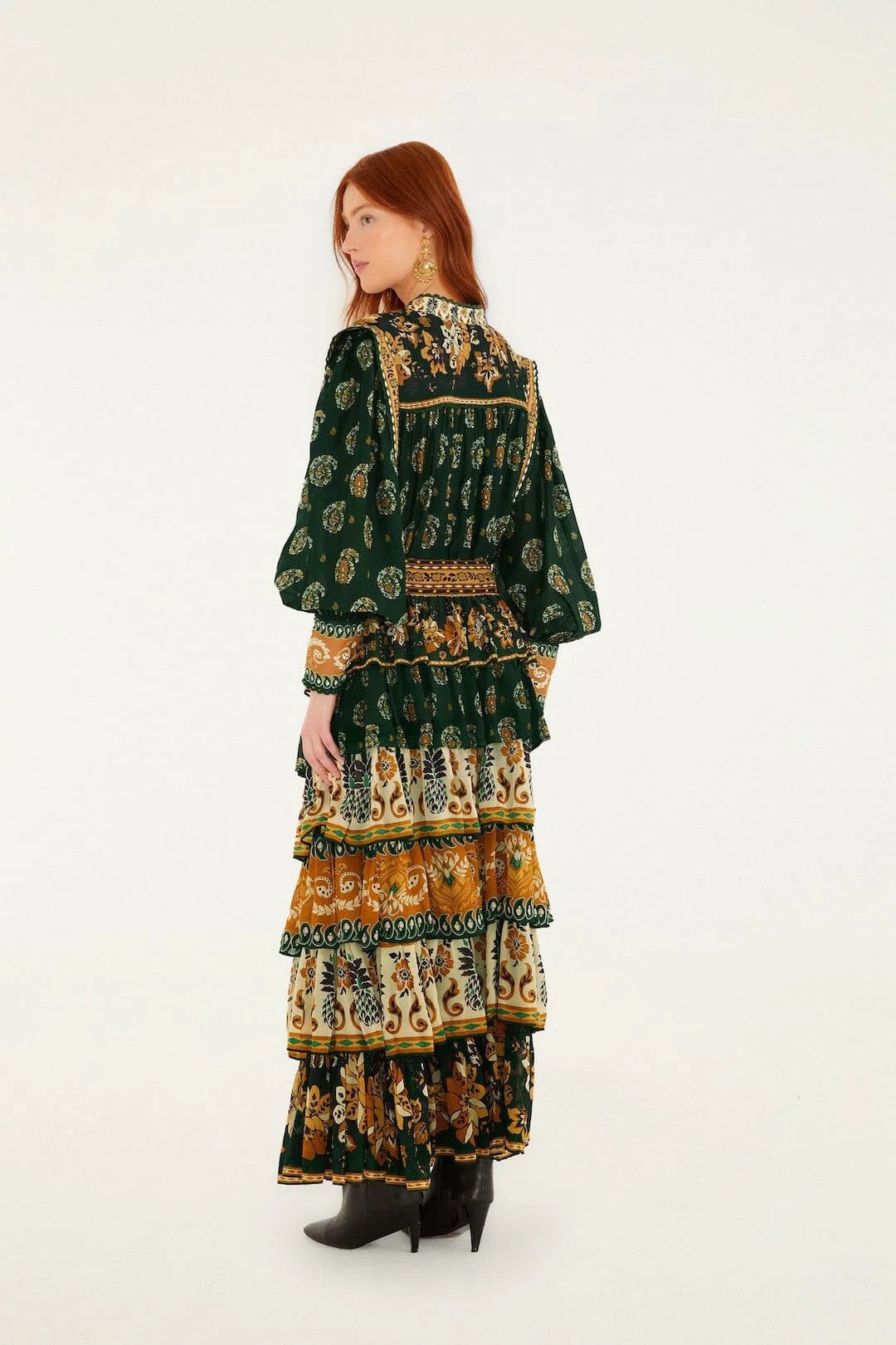 Green Mixed Scarves Ayla Maxi Skirt