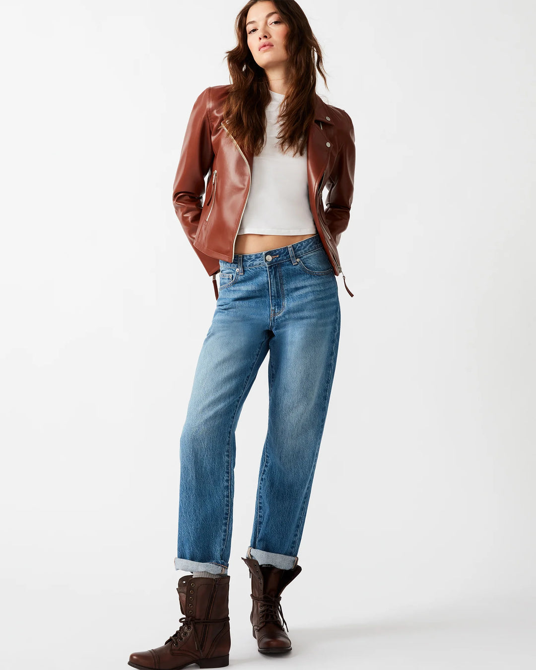 Cognac Faux Leather Vinka Jacket
