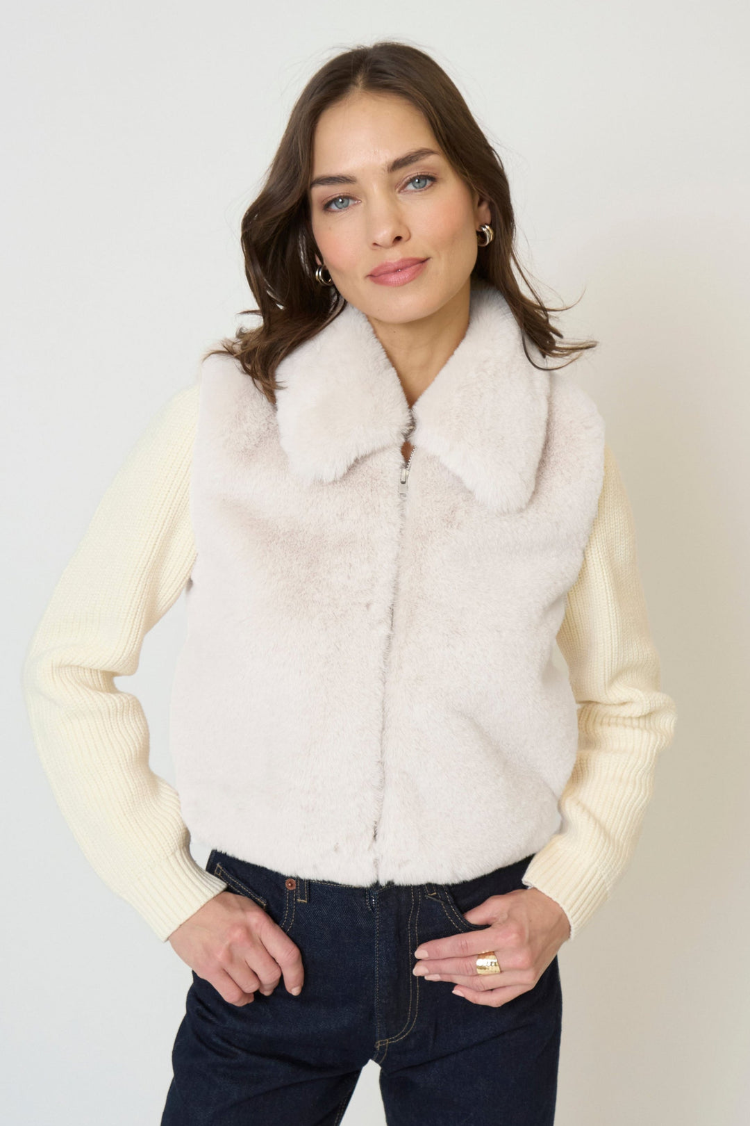 Ivory Mixed Media Gia Jacket