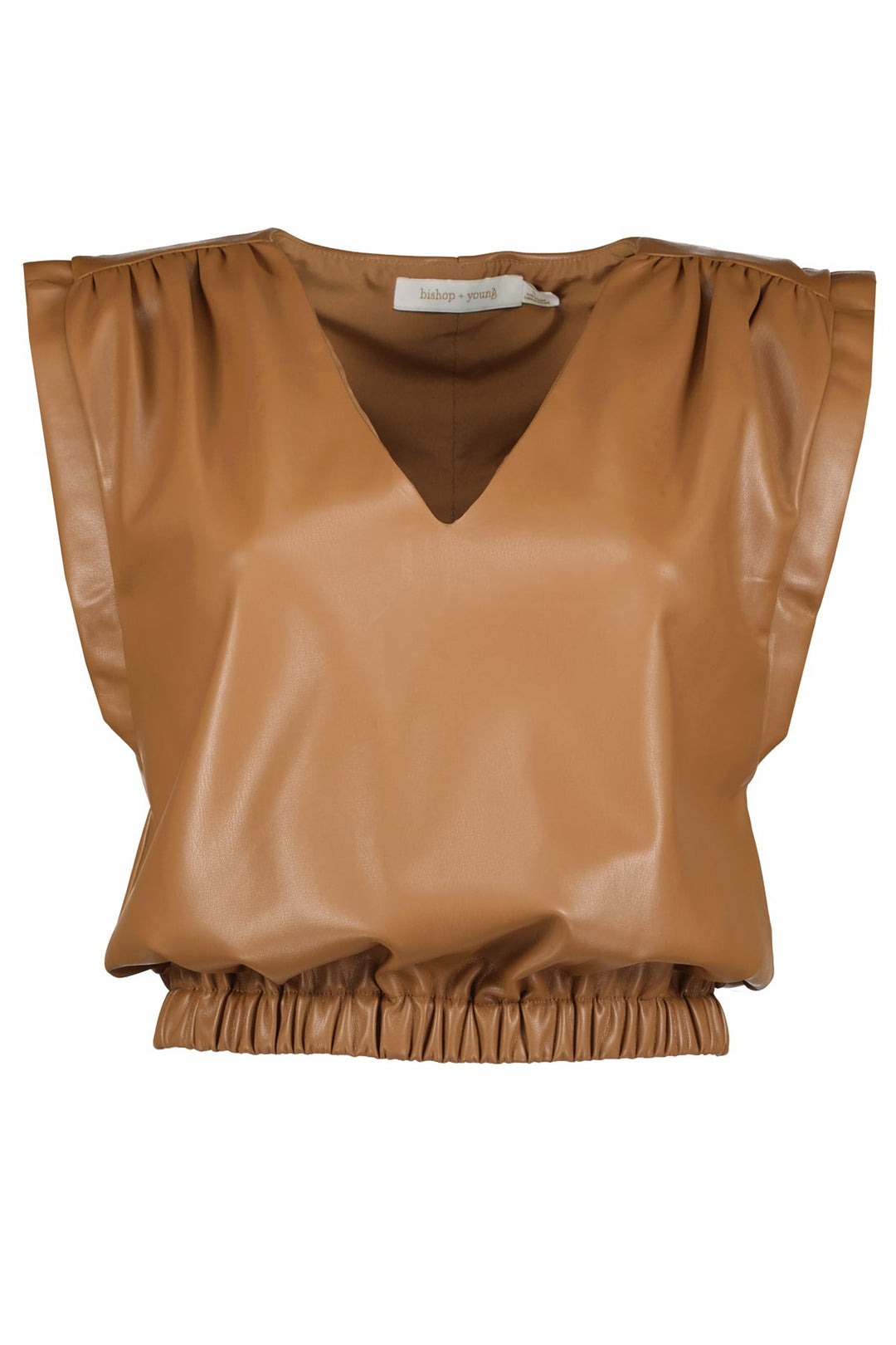 Latte Vegan Leather Cap Sleeve Simone Top
