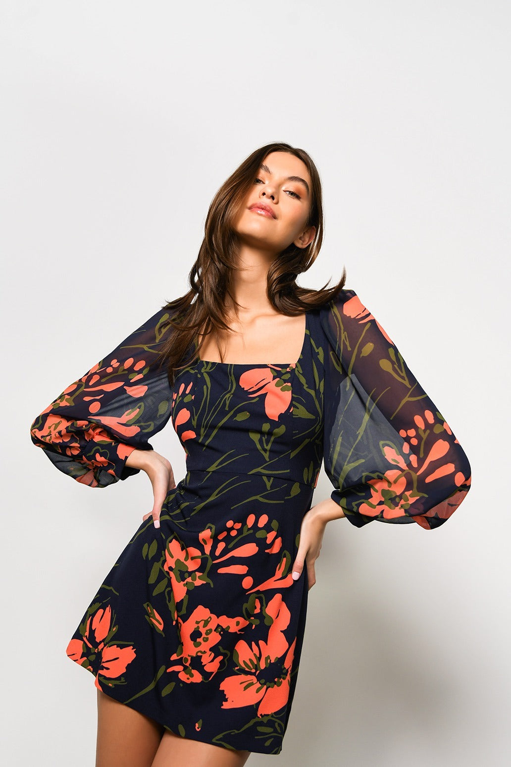 elaine mini dress Navy Three Tonal Floral Print Elaine Mini Dress – Fourteenth Boutique