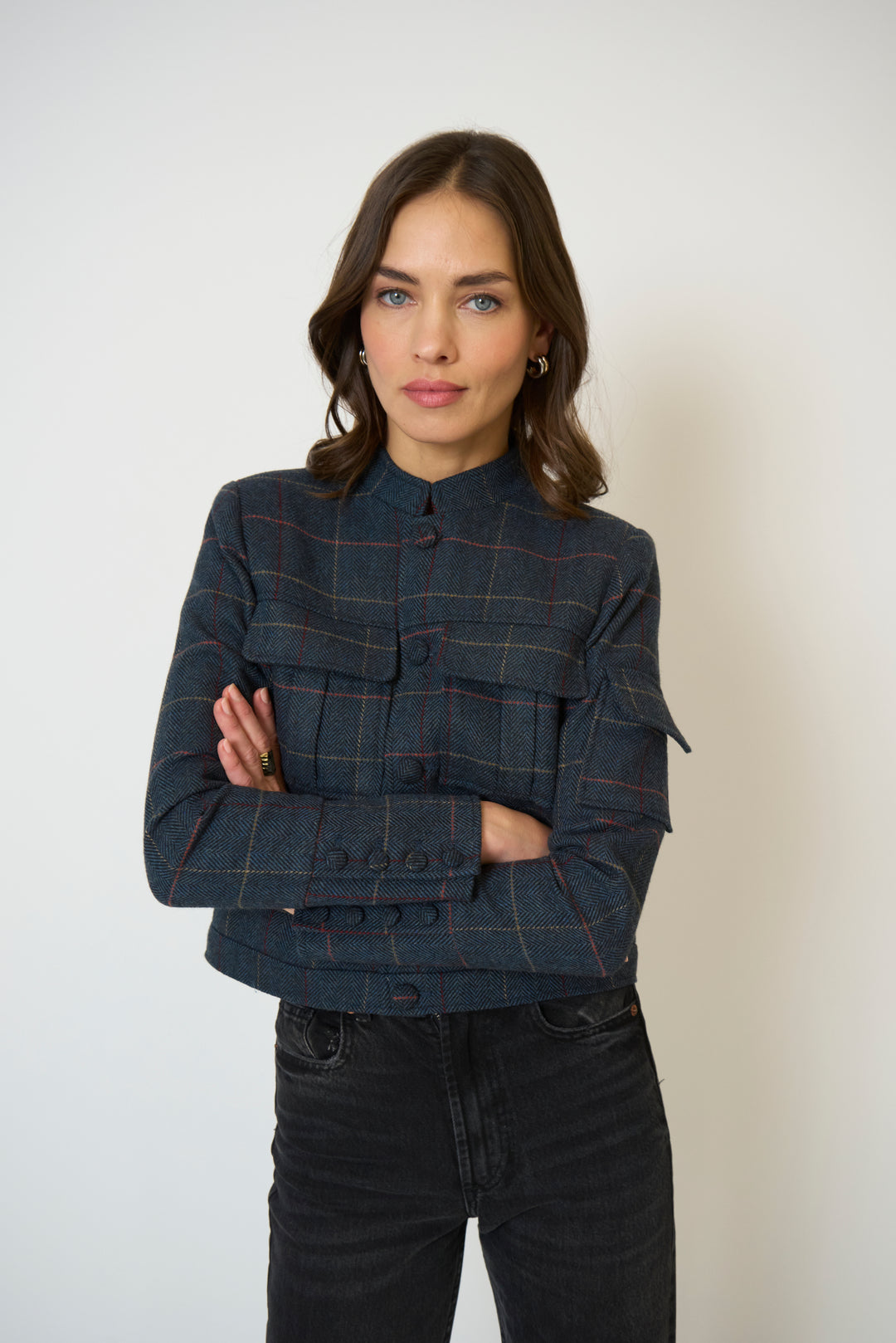 Navy Plaid Eden Jacket