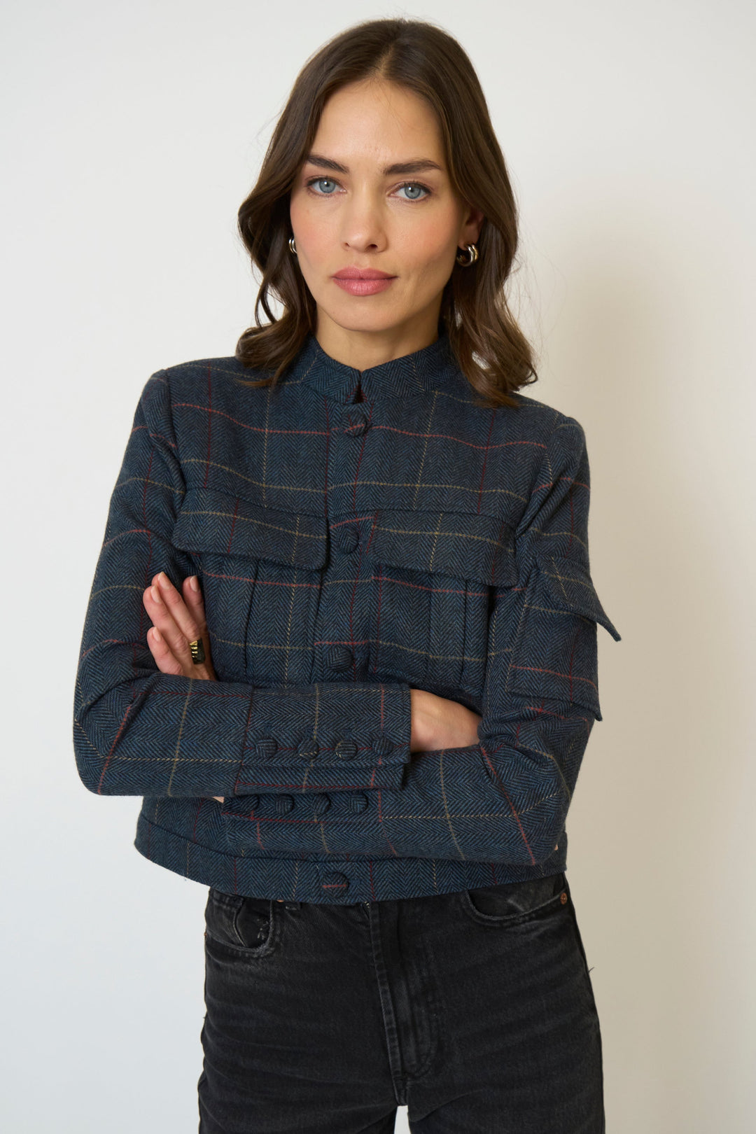 Navy Plaid Eden Jacket