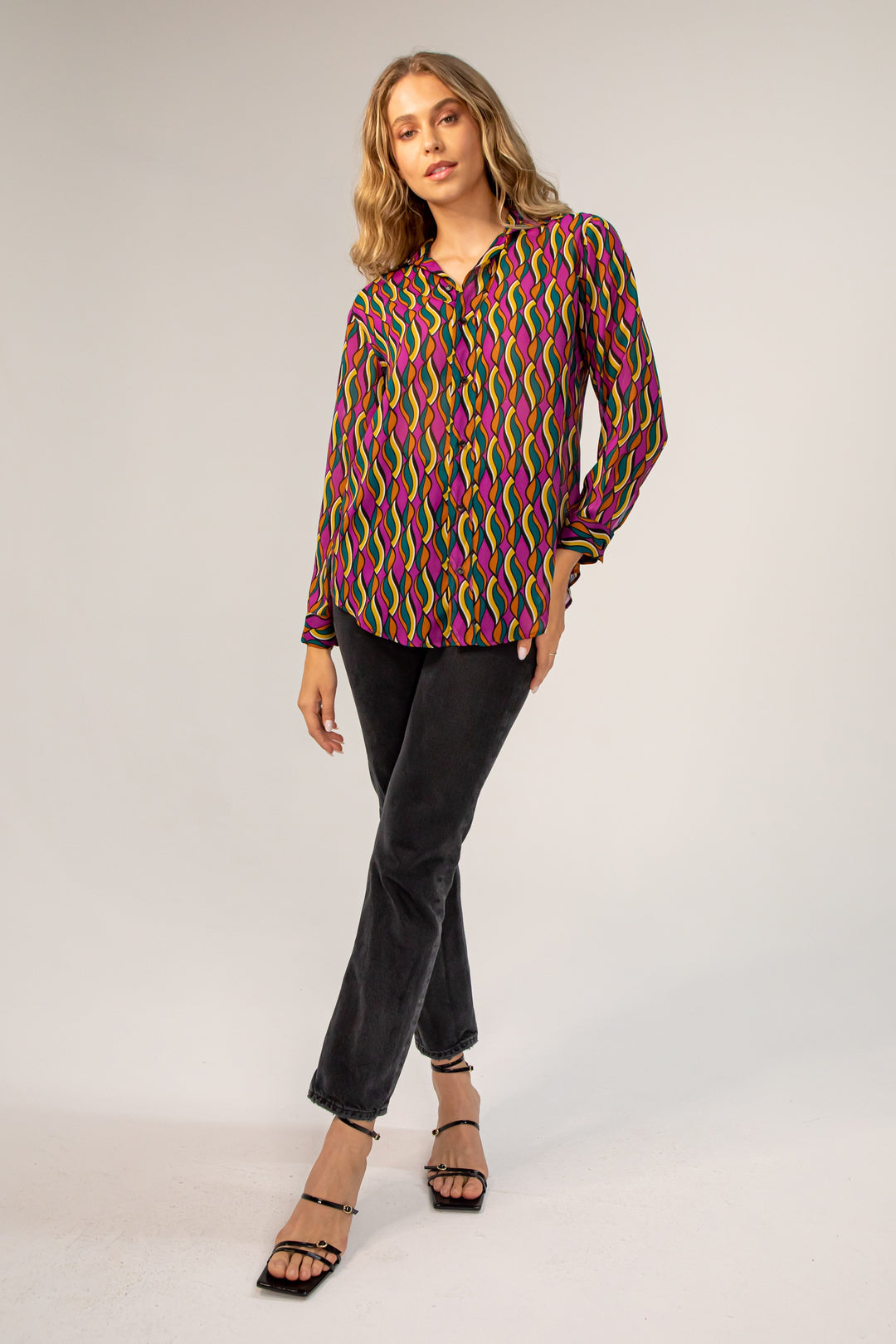 Plum And Green Multi Boyfriend Button Down Hailey Shirt