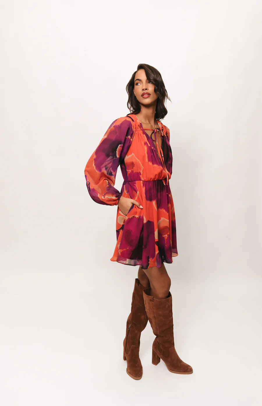 knee length dresses for ladies Virginia Mini Dress - Rust