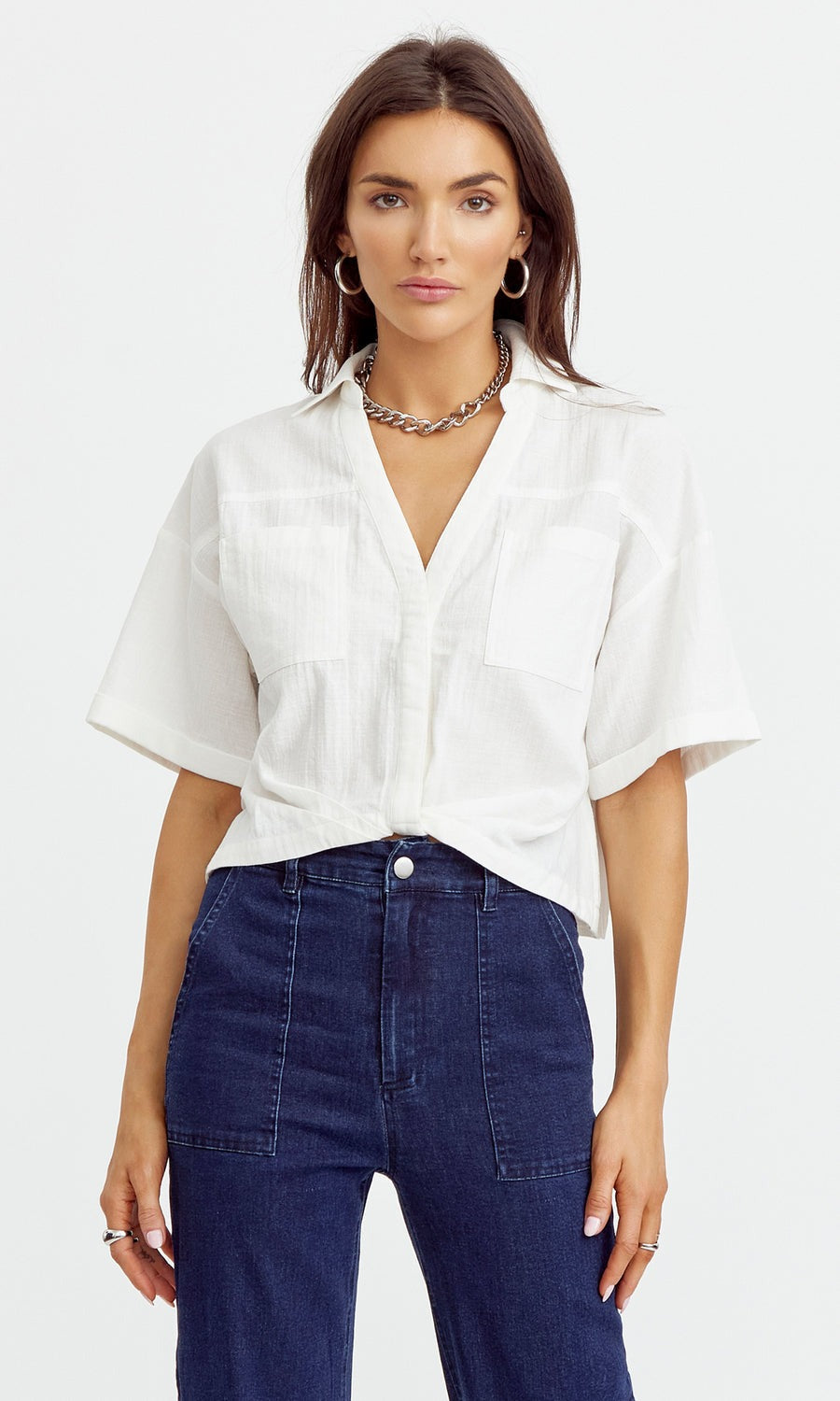 White Maria Cropped Shirt