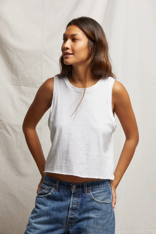 White Recycled Cotton Gracie Tank Top