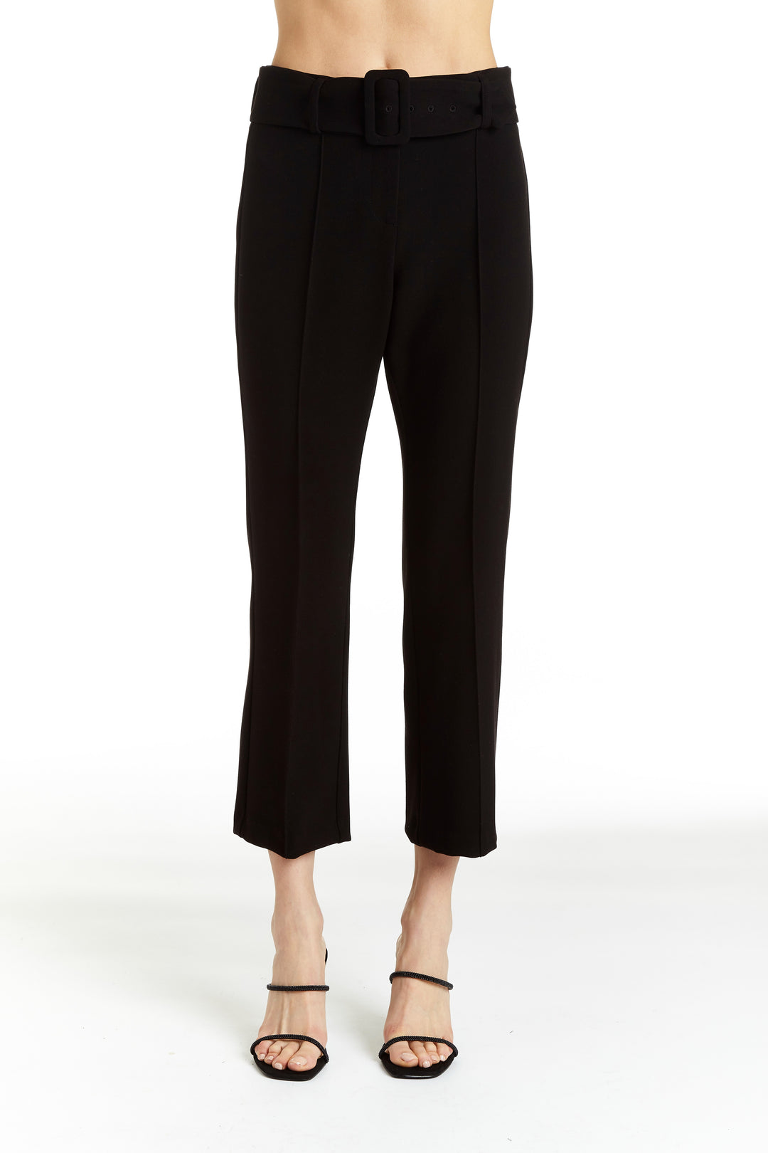 Black Belted Cropped Trousers