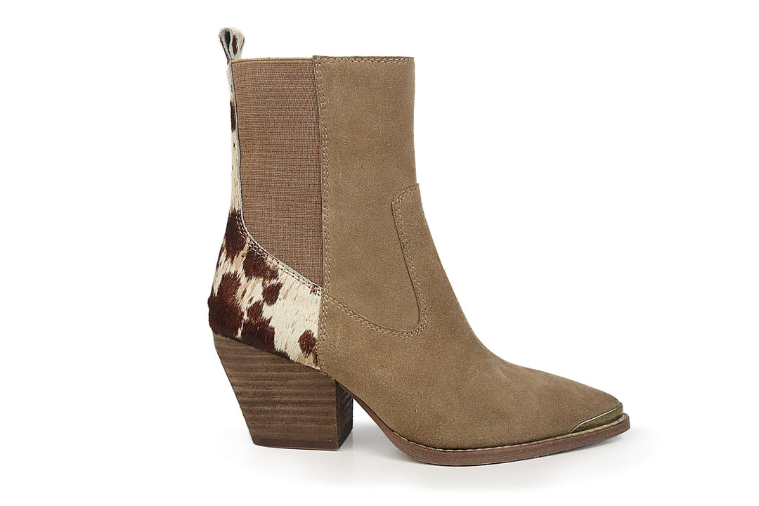 Taupe Calf Hair Western Bootie