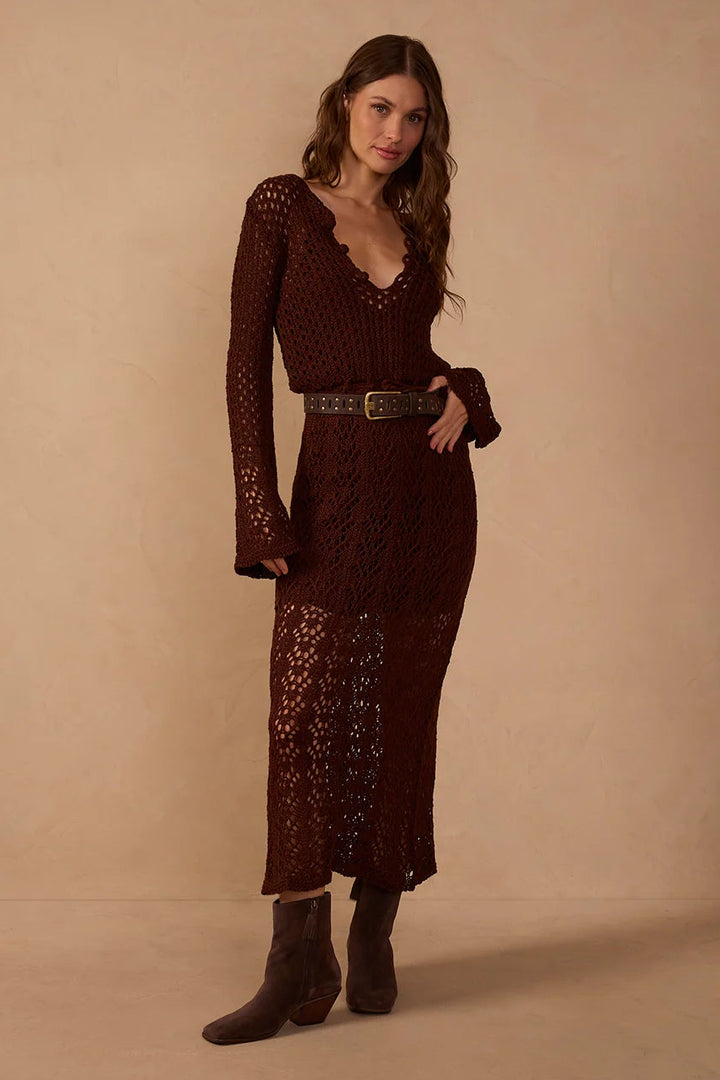 Brown Tricot Maxi Dress