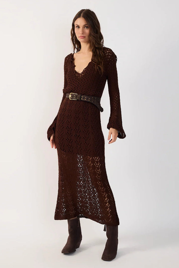 Brown Tricot Maxi Dress
