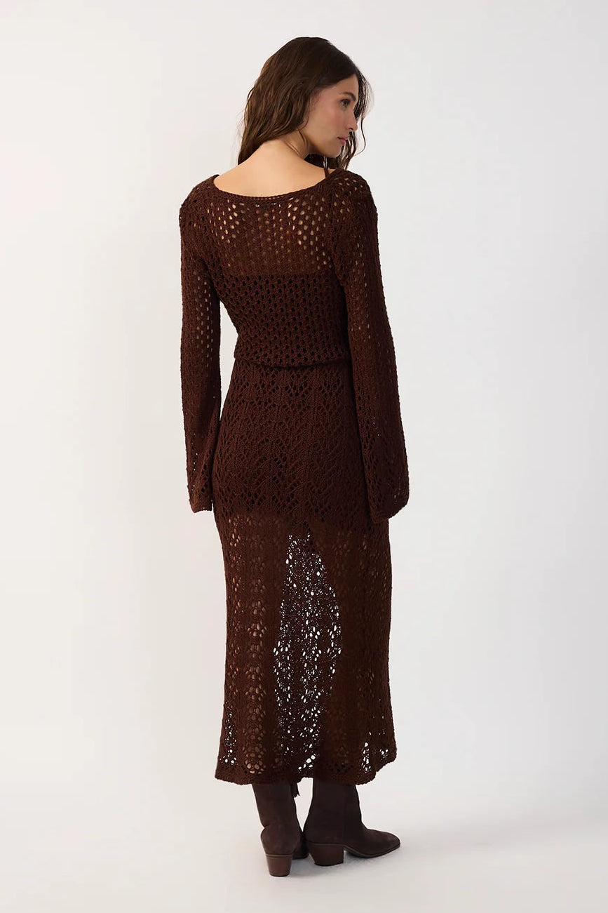 Brown Tricot Maxi Dress