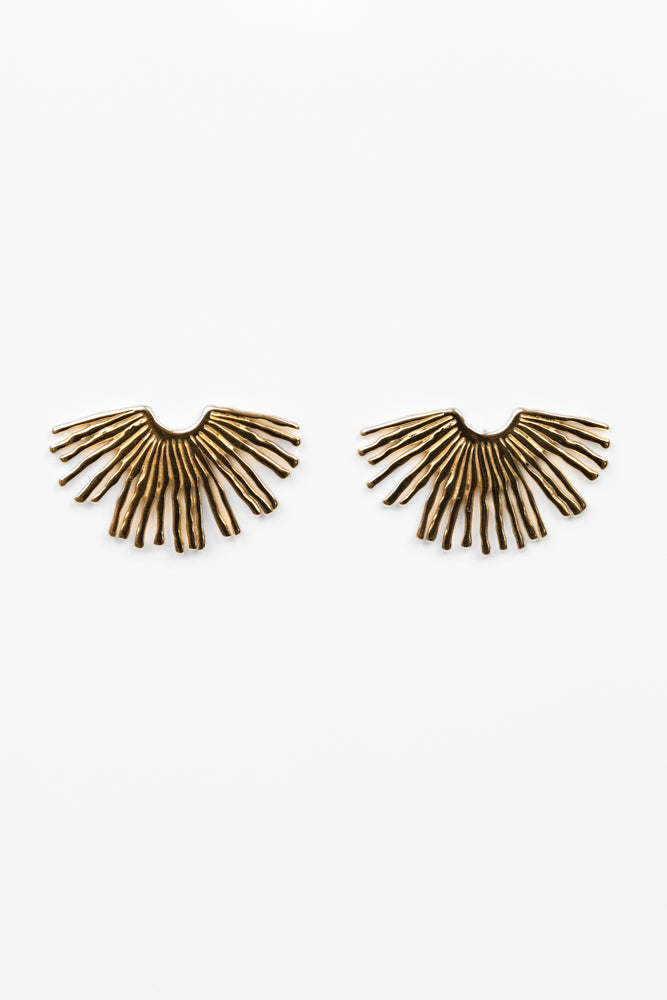 18K Gold Plated Sunburst Post Earrings