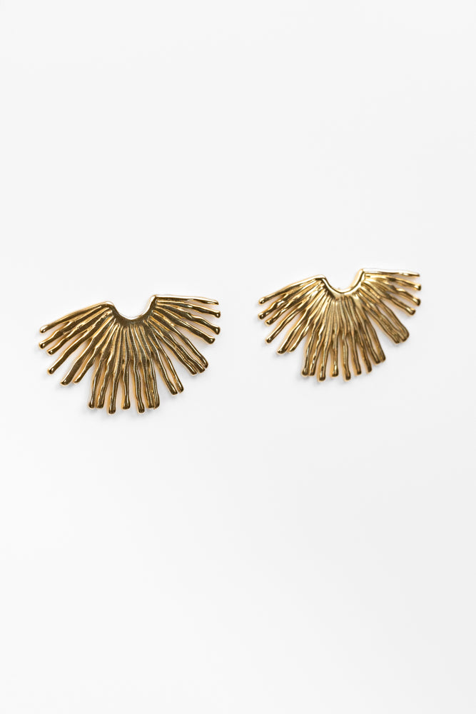 18K Gold Plated Sunburst Post Earrings