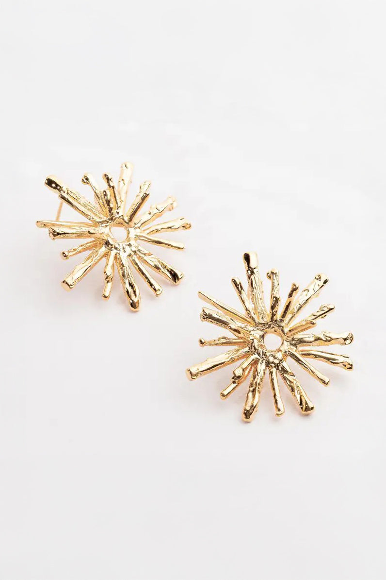 18K Gold Plated Spike Post Earrings