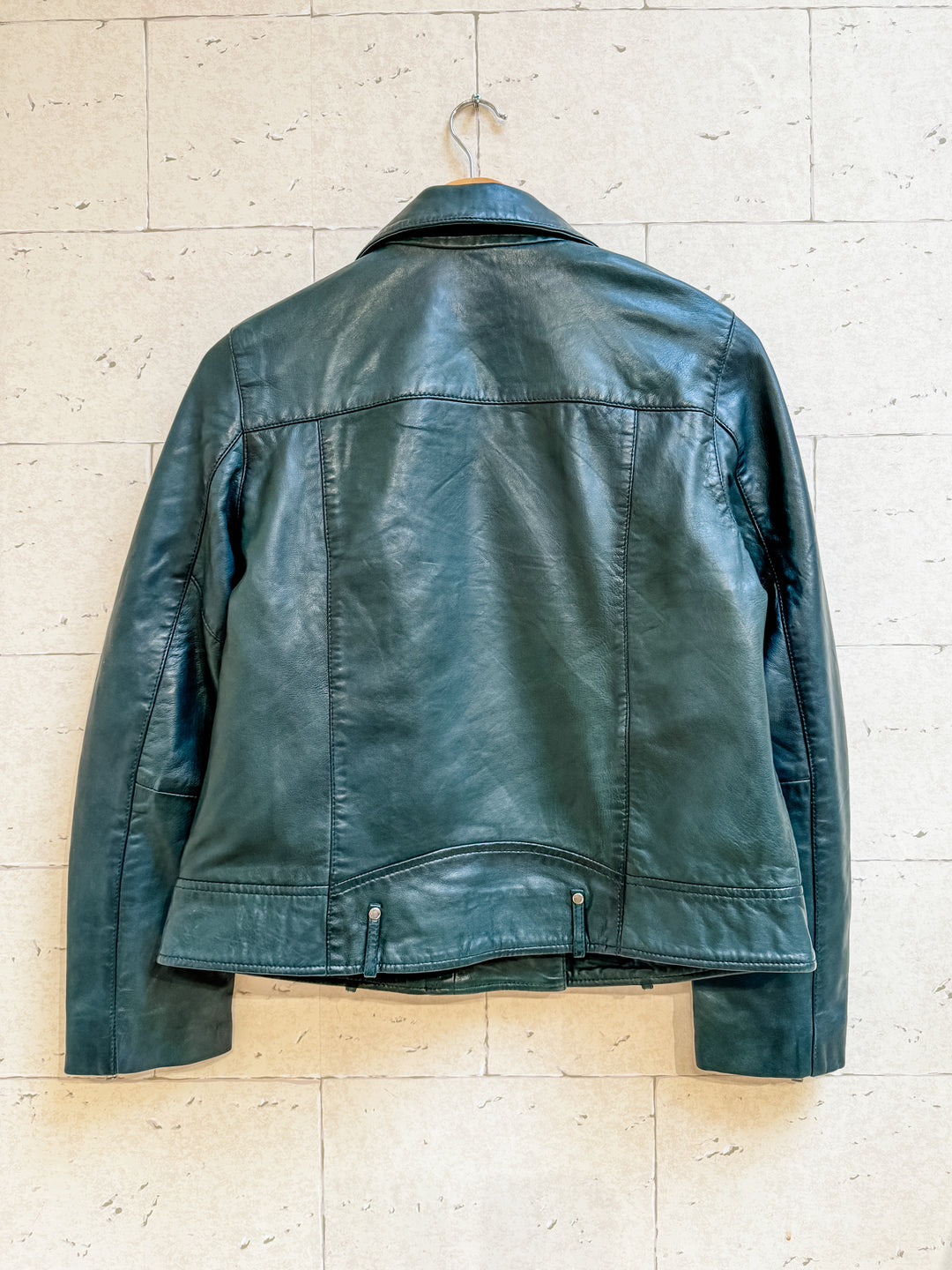 Vinyl Green Leather Classic Moto Jacket