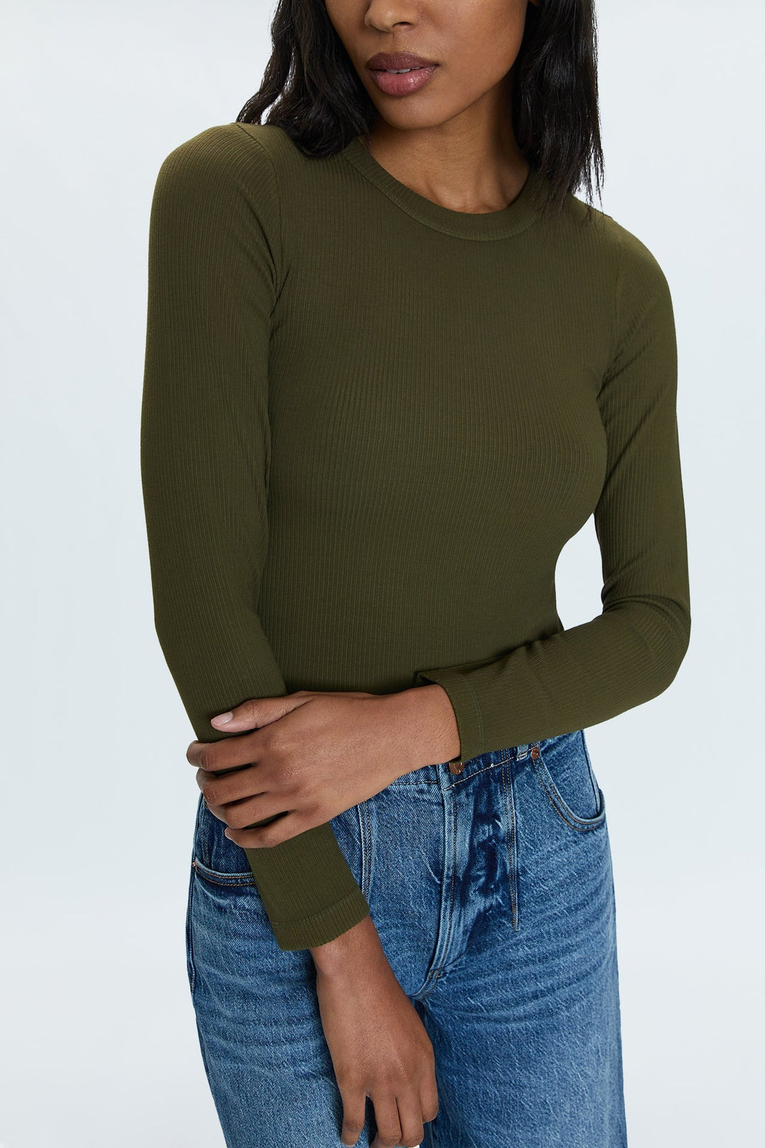 Admiral Green Rib Knit Bailey Top