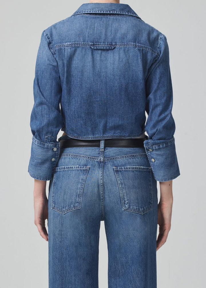 Ambrose Dark Indigo Cropped Bea Denim Shirt