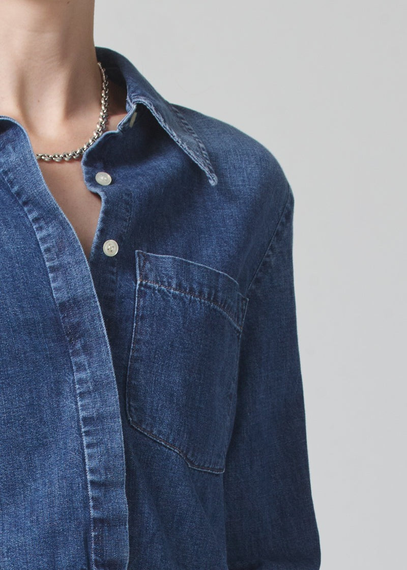 Ambrose Dark Indigo Cropped Bea Denim Shirt