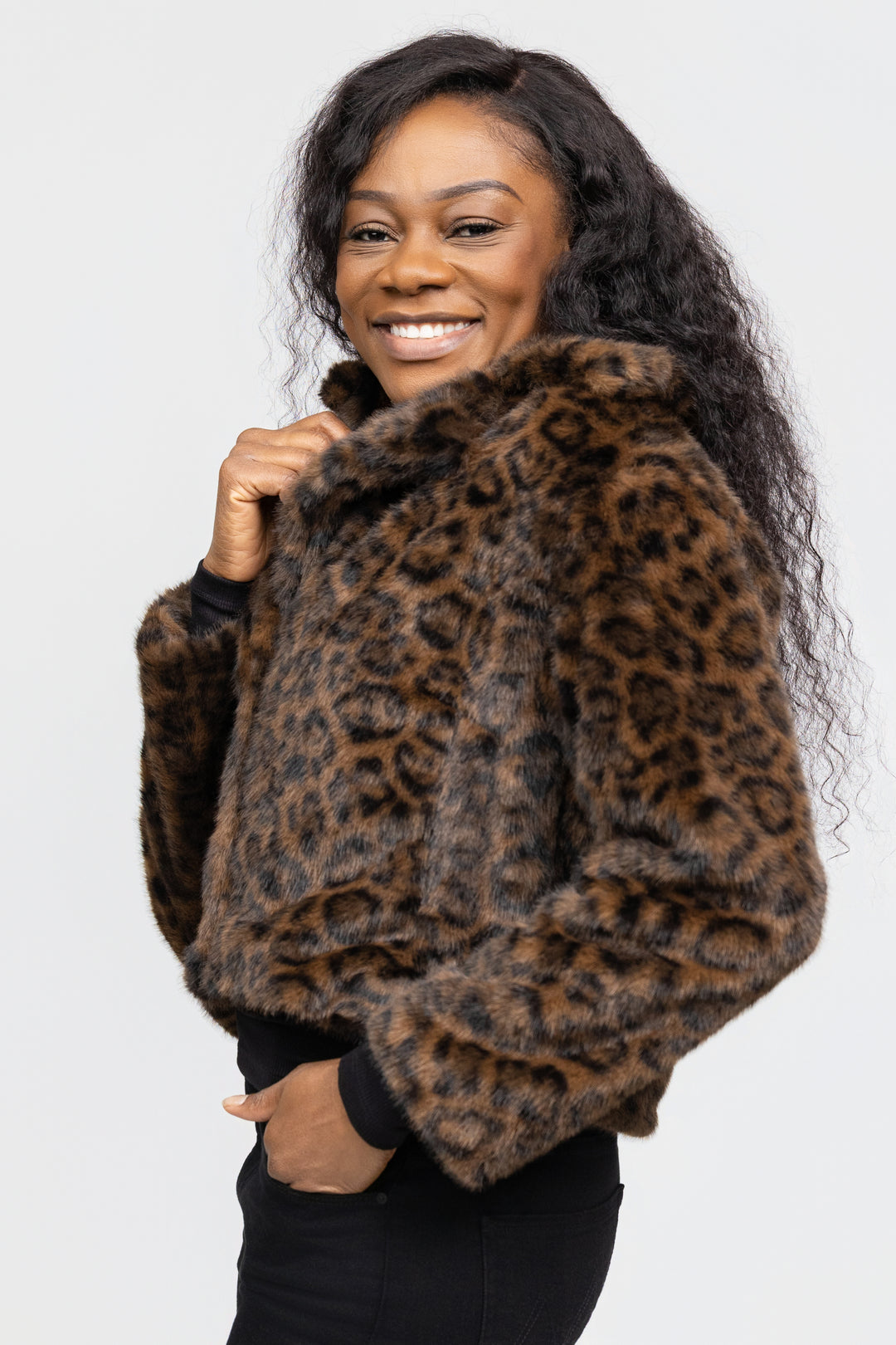 Animal Print Faux Fur Jacket