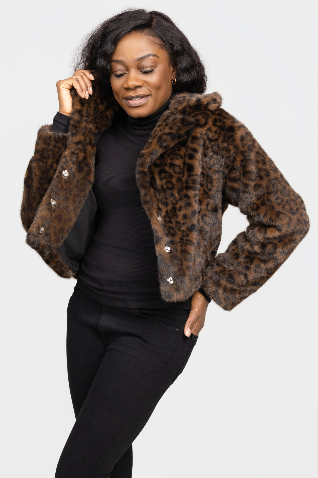 Animal Print Faux Fur Jacket