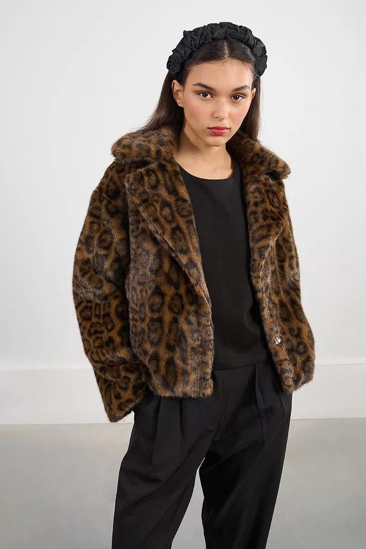 Animal Print Faux Fur Jacket