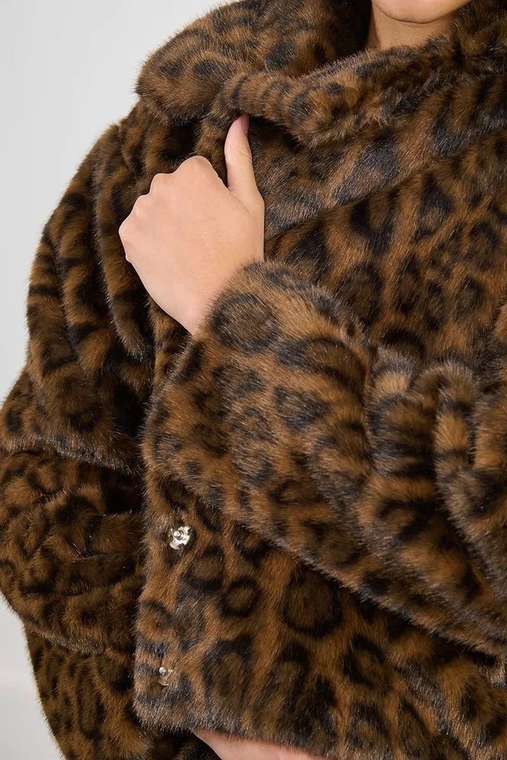 Animal Print Faux Fur Jacket