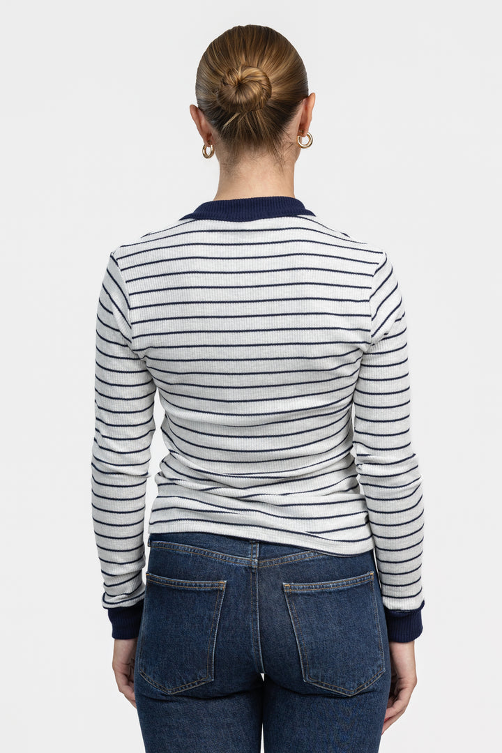 Ash Navy Stripe Henley Top