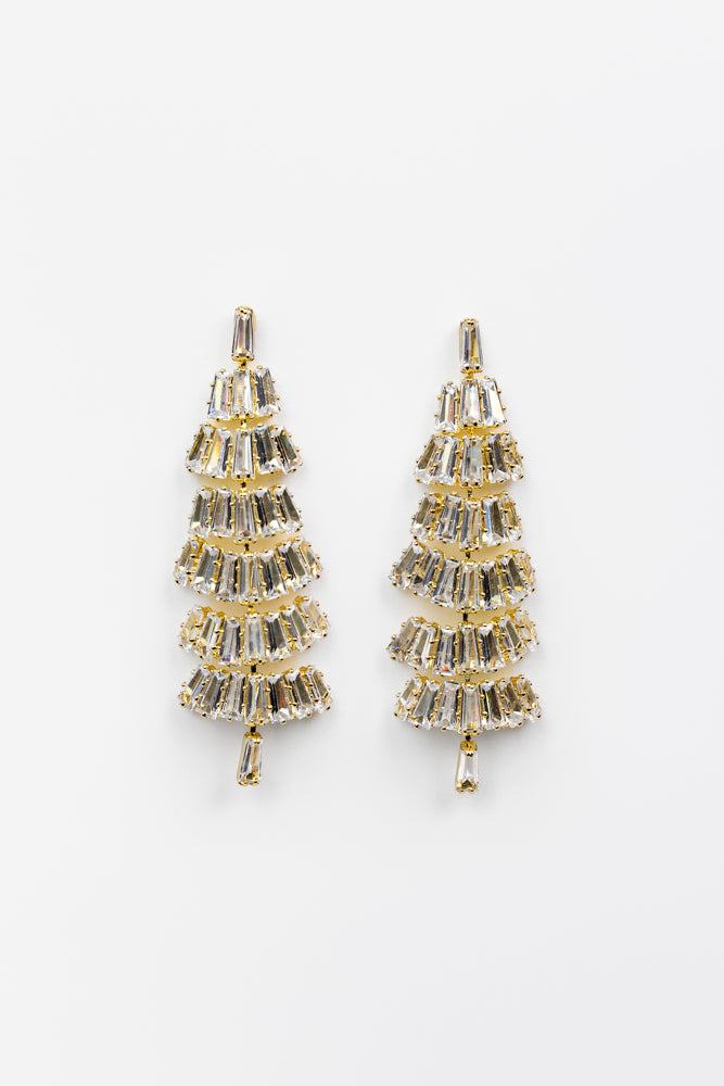 Baguette Crystal Christmas Tree Earrings