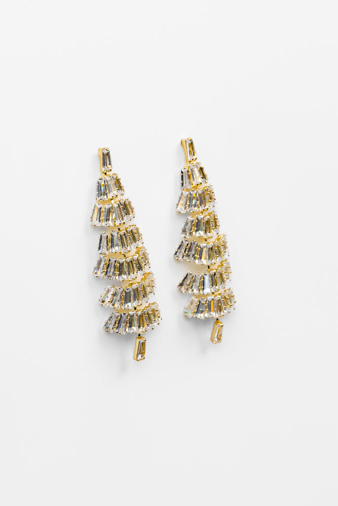 Baguette Crystal Christmas Tree Earrings