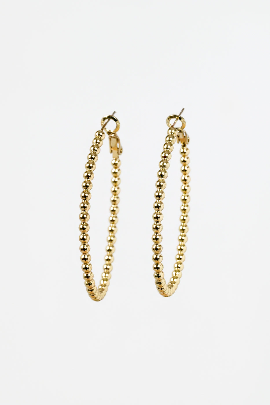 Beaded Oval Hoop Earrings