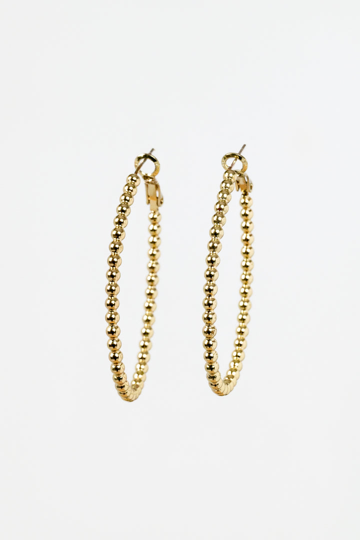 Beaded Oval Hoop Earrings