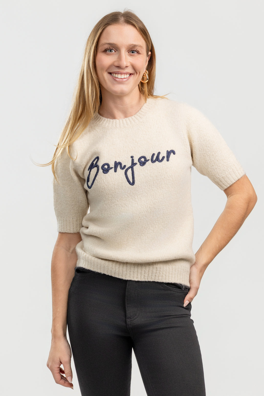 Beige Bonjour Sweater