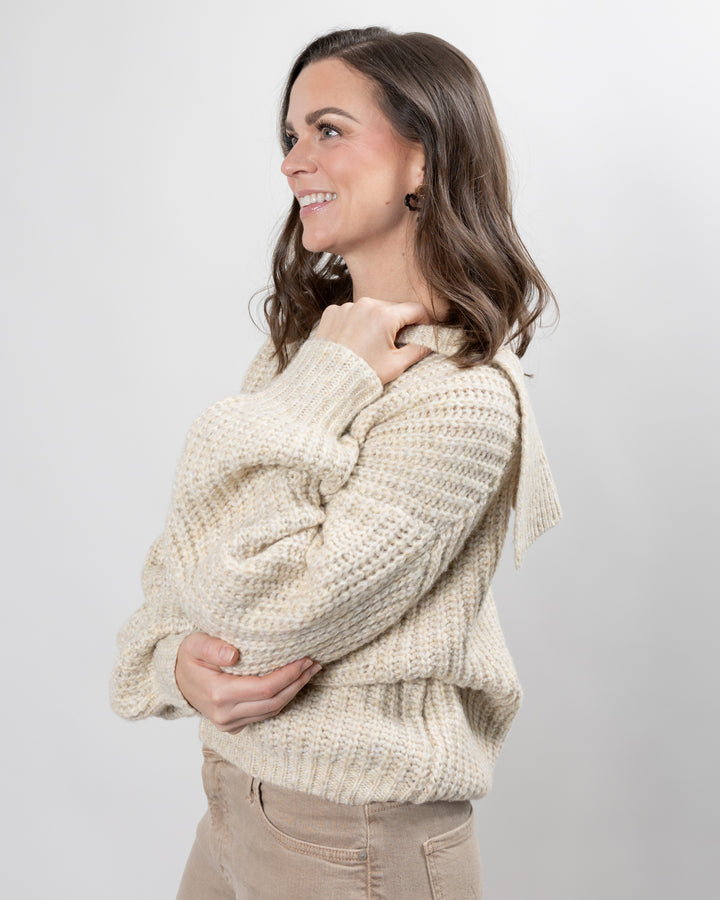 Beige Chunky Rib Knit Sloane Sweater