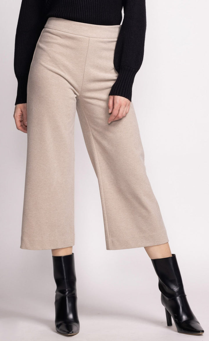 Beige Cropped Wide Leg Nadia Pant