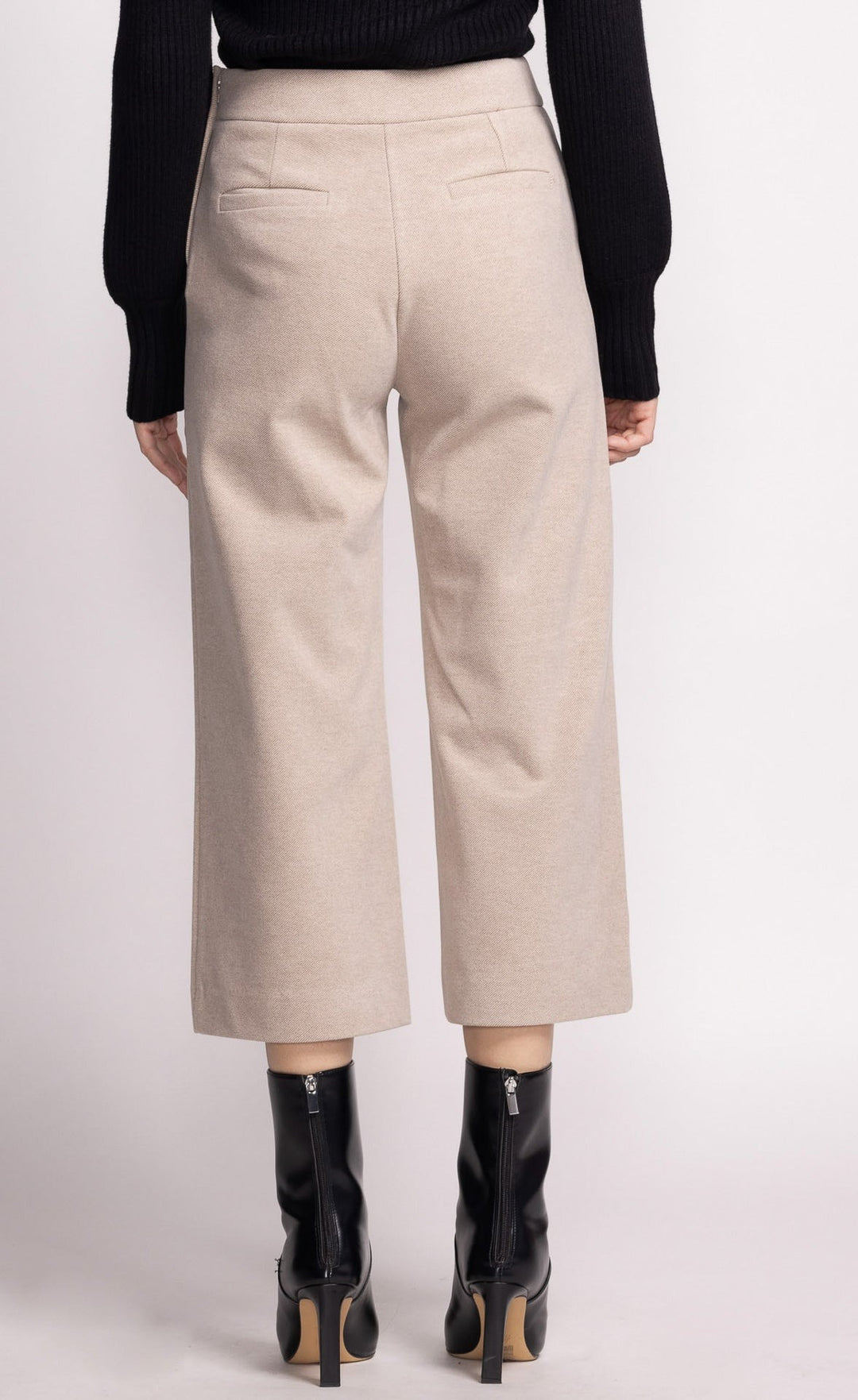 Beige Cropped Wide Leg Nadia Pant