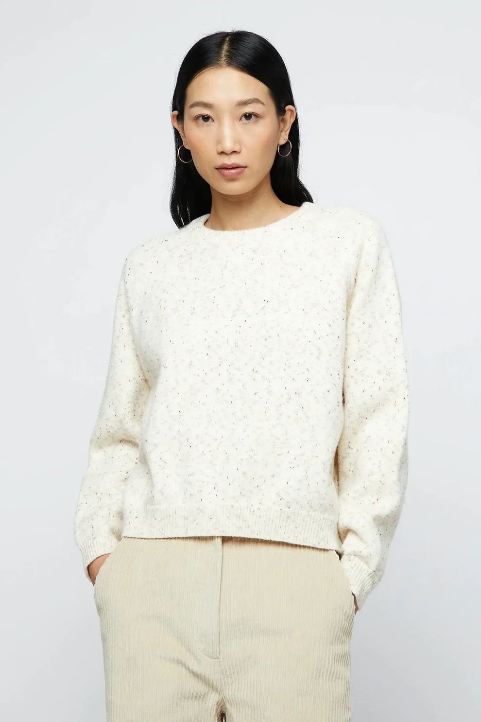 Beige Mottled Knit Sweater