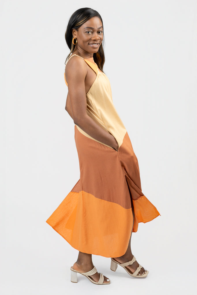 Beige Multi Midi Dress